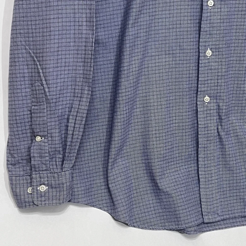 Polo Ralph Lauren Yarmouth Oxford Button Long Sleeve Check Blue Shirt 17.5 36/37